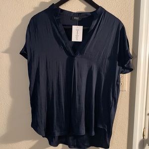 NWT Silky Feeling Navy Pop Over Top